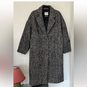 Women's Black and White Herringbone Coat - Abercrombie & Fitch